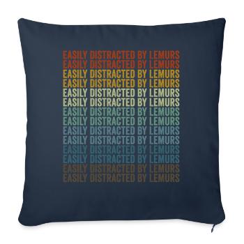 Facilement distrait par les amoureux des lémuriens - Housse de coussin décorative 45 x 45 cm - bleu marine - Devant