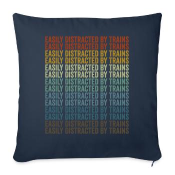 Easily distracted by trains Train lovers - Sofa pillowcase 17,3'' x 17,3'' (45 x 45 cm) - navy - Front