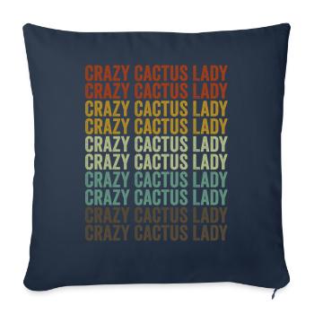 Crazy Cactus Lady Cactus Plante succulente D - Housse de coussin décorative 45 x 45 cm - bleu marine - Devant