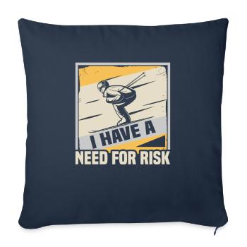 Skiers I have a need for risk skis - Sofa pillowcase 17,3'' x 17,3'' (45 x 45 cm) - navy - Front