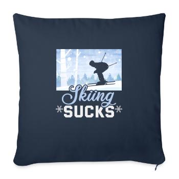 Skieur ski Sucks Ski - Housse de coussin décorative 45 x 45 cm - bleu marine - Devant