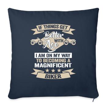 Motorcyclist Birthday Biker Design - Sofa pillowcase 17,3'' x 17,3'' (45 x 45 cm) - navy - Front