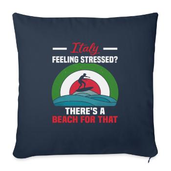 Italie vacances à la plage au bord de la mer Design beach motif - Housse de coussin décorative 45 x 45 cm - bleu marine - Devant