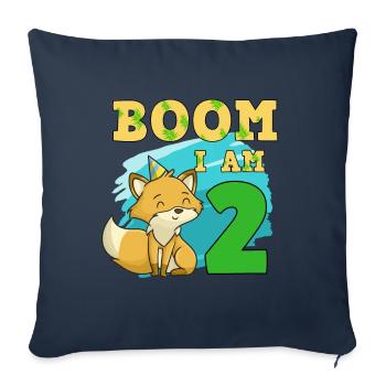 2nd birthday fox - Sofa pillowcase 17,3'' x 17,3'' (45 x 45 cm) - navy - Front