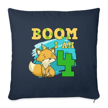 4th birthday fox - Sofa pillowcase 17,3'' x 17,3'' (45 x 45 cm) - navy - Front