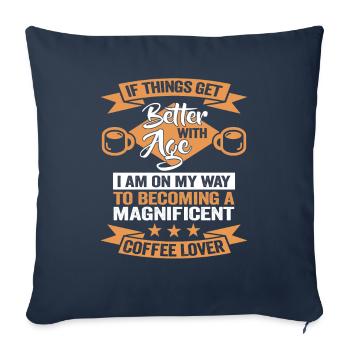 J’aime les idées cadeaux café amateurs de café - Housse de coussin décorative 45 x 45 cm - bleu marine - Devant