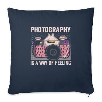 La photographie est une façon de ressentir le photographe - Housse de coussin décorative 45 x 45 cm - bleu marine - Devant
