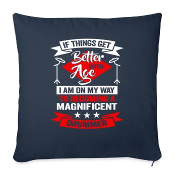 Batteur dans un groupe | Batteur Musicien - Housse de coussin décorative 45 x 45 cm - bleu marine - Devant