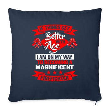 Pompier anniversaire Brigade de pompiers - Housse de coussin décorative 45 x 45 cm - bleu marine - Devant