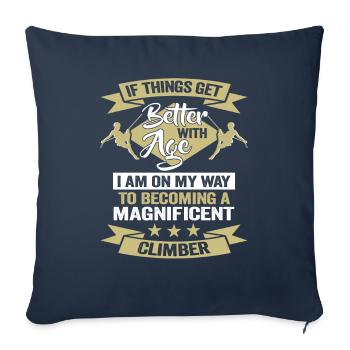 Anniversaire du grimpeur Dire escalade - Housse de coussin décorative 45 x 45 cm - bleu marine - Devant