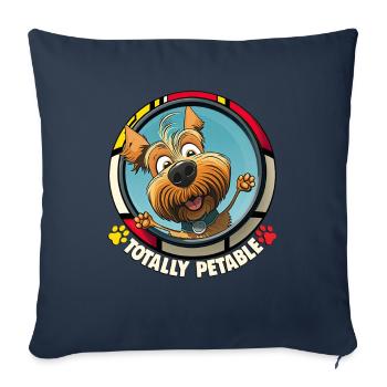 Chiens Dessin animé Yorkshire Terrier Design - Housse de coussin décorative 45 x 45 cm - bleu marine - Devant