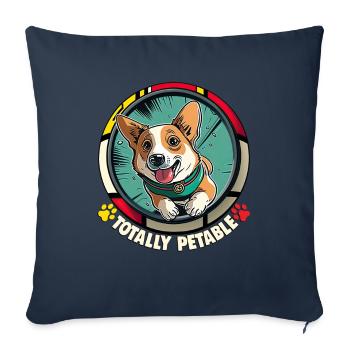 Chiens CartoonWelsh Corgi Design pour les amoureux des chiens - Housse de coussin décorative 45 x 45 cm - bleu marine - Devant