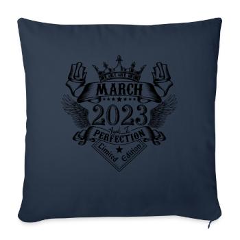 Vintage Mars 2023 Mars 2023 né en Mars - Housse de coussin décorative 45 x 45 cm - bleu marine - Devant