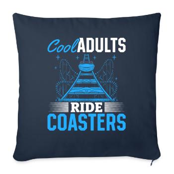 Les adultes cool montent des montagnes russes foraines - Housse de coussin décorative 45 x 45 cm - bleu marine - Devant