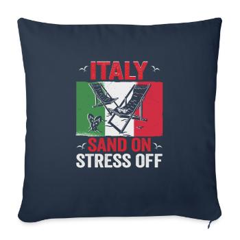 Italie vacances à la plage au bord de la mer Design beach motif - Housse de coussin décorative 45 x 45 cm - bleu marine - Devant