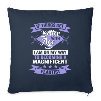 Flute player birthday Musikverein Flötist - Sofa pillowcase 17,3'' x 17,3'' (45 x 45 cm) - navy - Front