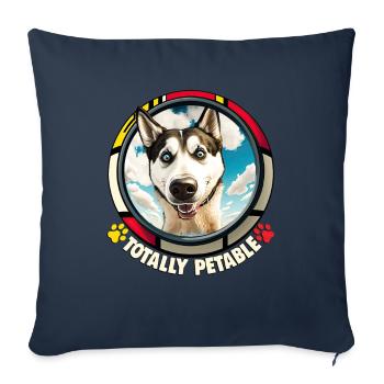 Dog Cartoon Huskie Design pour les amoureux des chiens - Housse de coussin décorative 45 x 45 cm - bleu marine - Devant