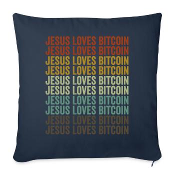Jesus loves Bitcoin - Sofa pillowcase 17,3'' x 17,3'' (45 x 45 cm) - navy - Front