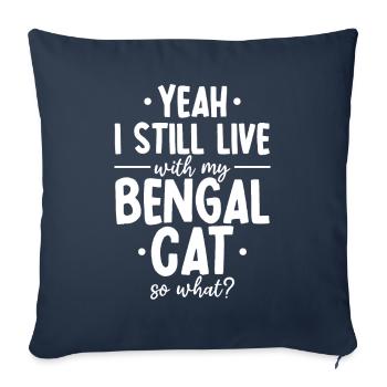 Bengal Cats Live Pet Funny Cat Breed - Housse de coussin décorative 45 x 45 cm - bleu marine - Devant