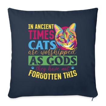 Chats Dieux Chatons divins Patte de velours - Housse de coussin décorative 45 x 45 cm - bleu marine - Devant