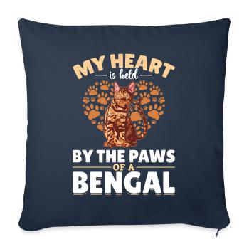 Heart appartient Bengal Cat Cadeau Velvet Paw - Housse de coussin décorative 45 x 45 cm - bleu marine - Devant