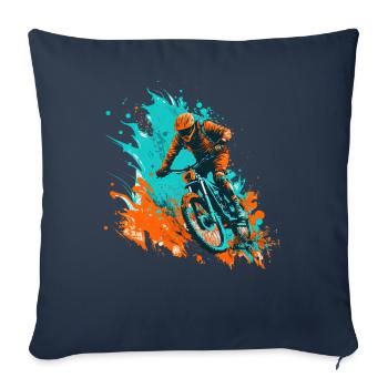 Conception cool de descente de VTT pour les fans de VTT - Housse de coussin décorative 45 x 45 cm - bleu marine - Devant