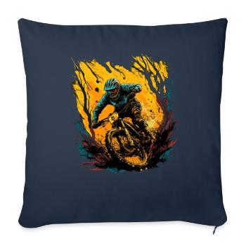 Conception cool de descente de VTT pour les fans de VTT - Housse de coussin décorative 45 x 45 cm - bleu marine - Devant