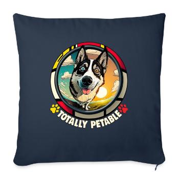 Dog Cartoon Huskie Design pour les amoureux des chiens - Housse de coussin décorative 45 x 45 cm - bleu marine - Devant