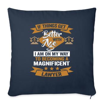 Avocat Anniversaire Juge - Housse de coussin décorative 45 x 45 cm - bleu marine - Devant