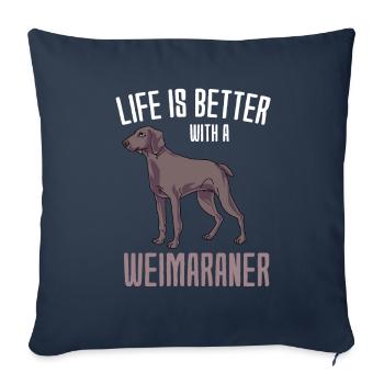 Weimaraner - Housse de coussin décorative 45 x 45 cm - bleu marine - Devant