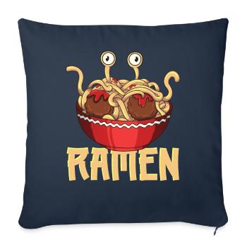Spaghetti volant Monster FSM Pastafari Pastafar - Housse de coussin décorative 45 x 45 cm - bleu marine - Devant