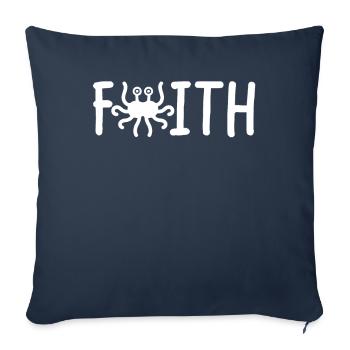 Spaghetti volant Monster FSM Pastafari Pastafar - Housse de coussin décorative 45 x 45 cm - bleu marine - Devant