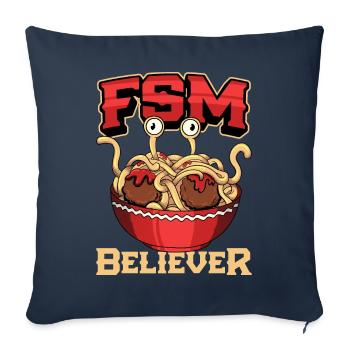 Spaghetti Volant Monster Pastafari Pastafari - Housse de coussin décorative 45 x 45 cm - bleu marine - Devant