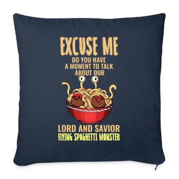 Spaghetti volant Monster FSM Pastafari Pastafar - Housse de coussin décorative 45 x 45 cm - bleu marine - Devant