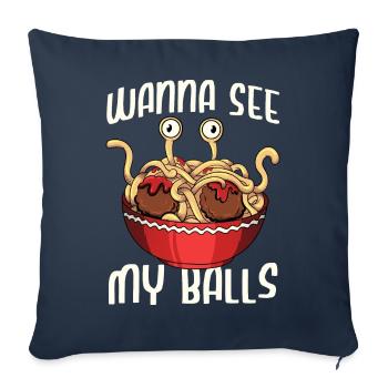 Spaghetti volant Monster FSM Pastafari Pastafar - Housse de coussin décorative 45 x 45 cm - bleu marine - Devant