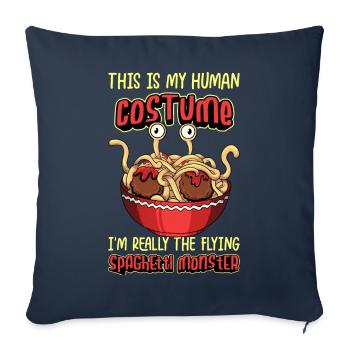 Spaghetti Volant Monster Pastafari Pastafari - Housse de coussin décorative 45 x 45 cm - bleu marine - Devant