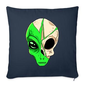 Cryptidcore Esthétique Crâne Alien Cryptid - Housse de coussin décorative 45 x 45 cm - bleu marine - Devant