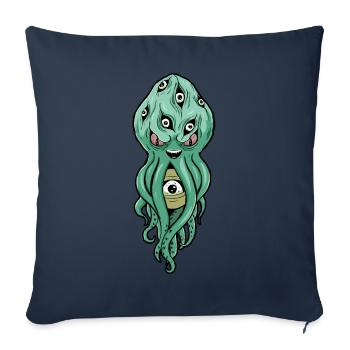 Cryptidcore Esthétique Octopus Weirdcore Globes oculaires - Housse de coussin décorative 45 x 45 cm - bleu marine - Devant