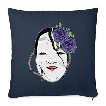 Angura Kei Dark Japanese Aesthetic Gothic Noh Mask - Sofa pillowcase 17,3'' x 17,3'' (45 x 45 cm) - navy - Front