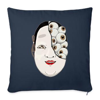 Angura Kei Dark Japanese Aesthetic Noh Mask - Sofa pillowcase 17,3'' x 17,3'' (45 x 45 cm) - navy - Front