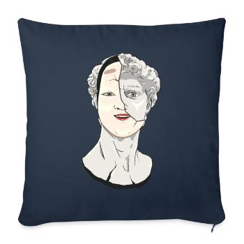 Angura Kei Masque Nô Esthétique Japonaise Foncée - Housse de coussin décorative 45 x 45 cm - bleu marine - Devant