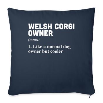 Corgi gallois - Housse de coussin décorative 45 x 45 cm - bleu marine - Devant