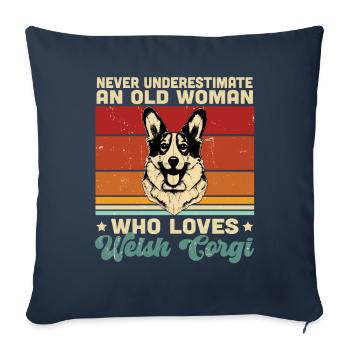 Corgi gallois - Housse de coussin décorative 45 x 45 cm - bleu marine - Devant