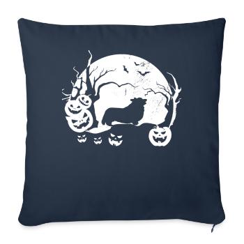 Corgi gallois - Housse de coussin décorative 45 x 45 cm - bleu marine - Devant