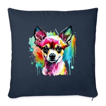 Chihuahua pour les amoureux des chiens Maîtresse Maître - Housse de coussin décorative 45 x 45 cm - bleu marine - Devant