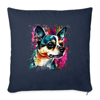 Chihuahua pour les amoureux des chiens Maîtresse Maître - Housse de coussin décorative 45 x 45 cm - bleu marine - Devant