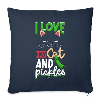 I love my cat and pickles - Cucumbers - Sofa pillowcase 17,3'' x 17,3'' (45 x 45 cm) - navy - Front