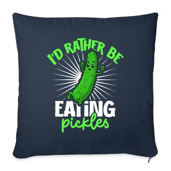 Je préfère manger des cornichons - Concombre - Housse de coussin décorative 45 x 45 cm - bleu marine - Devant