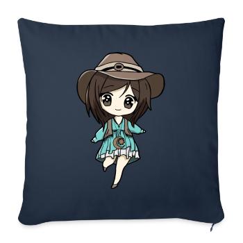 Bohème Esthétique Anime Fille Chibi Celestial - Housse de coussin décorative 45 x 45 cm - bleu marine - Devant