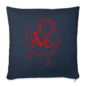 Bohême Esthétique Gothique Squelette Soleil et Lune - Housse de coussin décorative 45 x 45 cm - bleu marine - Devant
